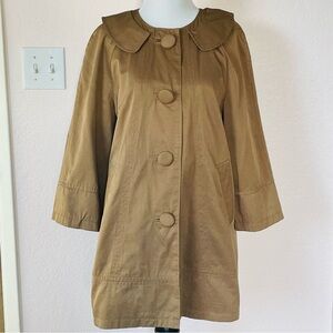 Ambition Retro Swing Coat Brown Peter Pan Collar A-Line Jacket Big Buttons Small